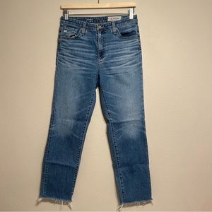 AG Women The Isabella High-Rise Straight Crop Jeans Medium Wash‎ Blue Size 28R
